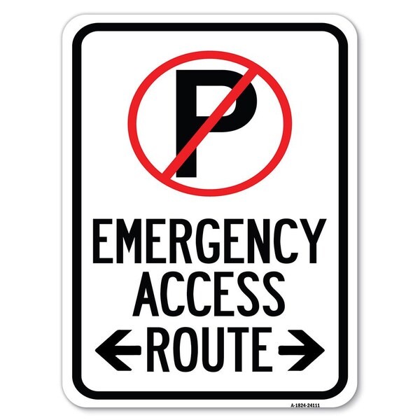 Signmission Emergency Access Route With Bidirectional Arrow Rust Proof Parking, A-1824-24111 A-1824-24111 - main